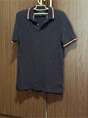 Tommy Hilfiger Navy Polo with Red and White Stripe Trim